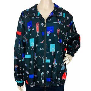 Vintage Koret Sport Black Beauty Fashion Windbreaker Jacket Size L/XL
